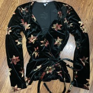 & Other Stories Floral Velvet Wrap Top